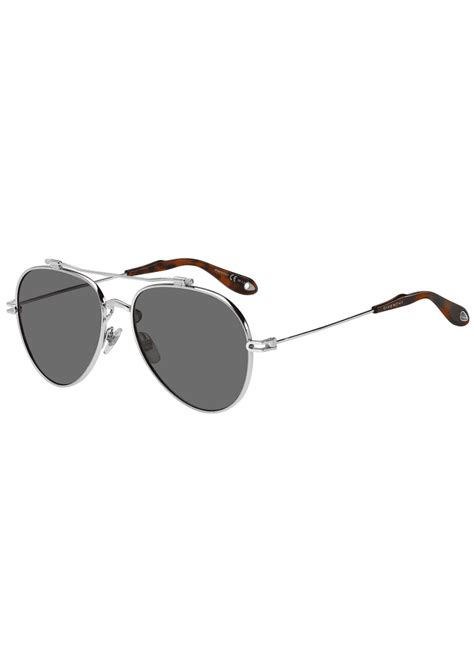 Givenchy Men's GV 7057 Aviator Sunglasses, Silver